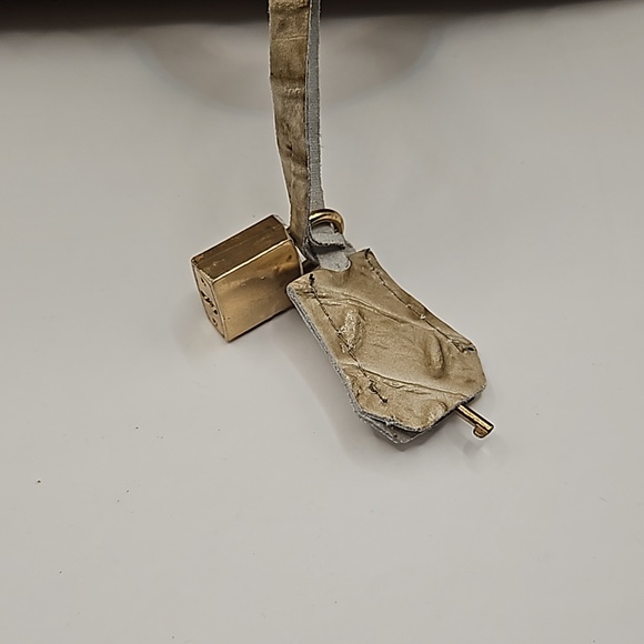 Croc Embossed Italian Leather Satchel in Taupe - Picture 10 of 10